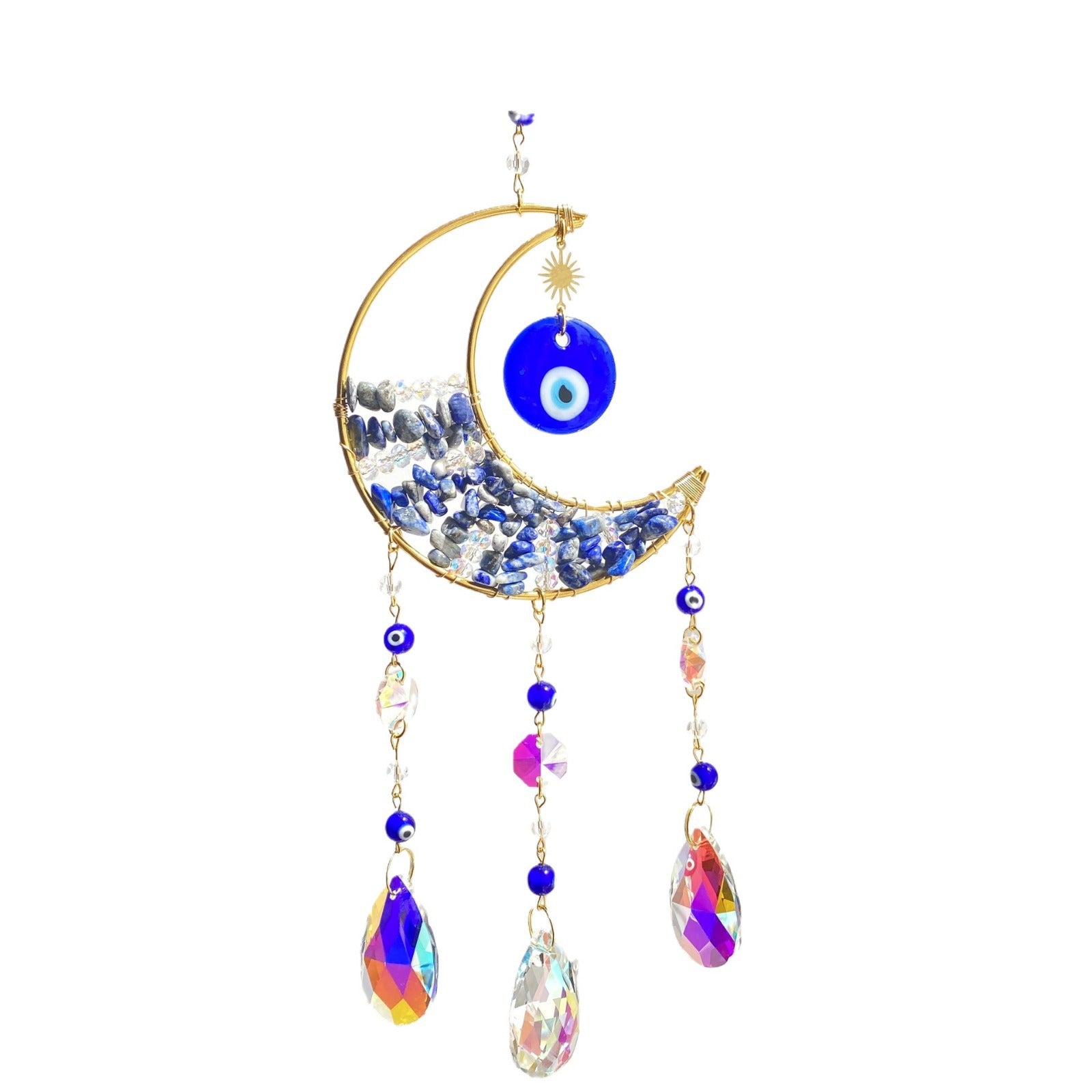 Wholesale Natural Crystal Gravel Moon God Devil Eye Pendant